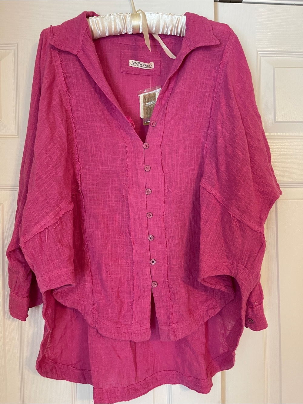 Free People Relaxed Button-Front Women’s Shirt in Fuchsia by